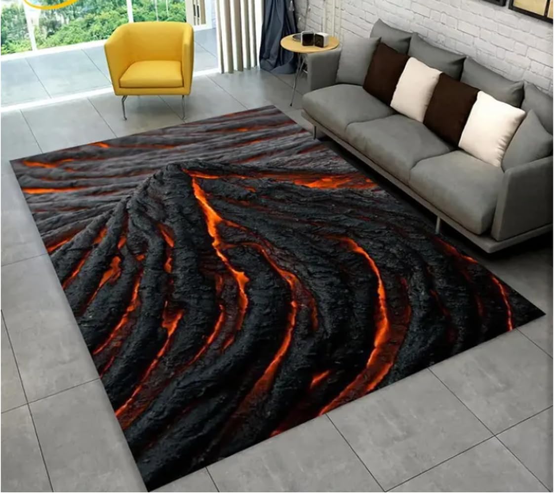 Teppich Vulkan Lava Magma Bereich Teppich Teppich Teppich Für Wohnzimmer Schlafzimmer Schlafzimmer Sofa Fußmatte Dekoration Rutschfeste Bodenmatte 140X200Cm