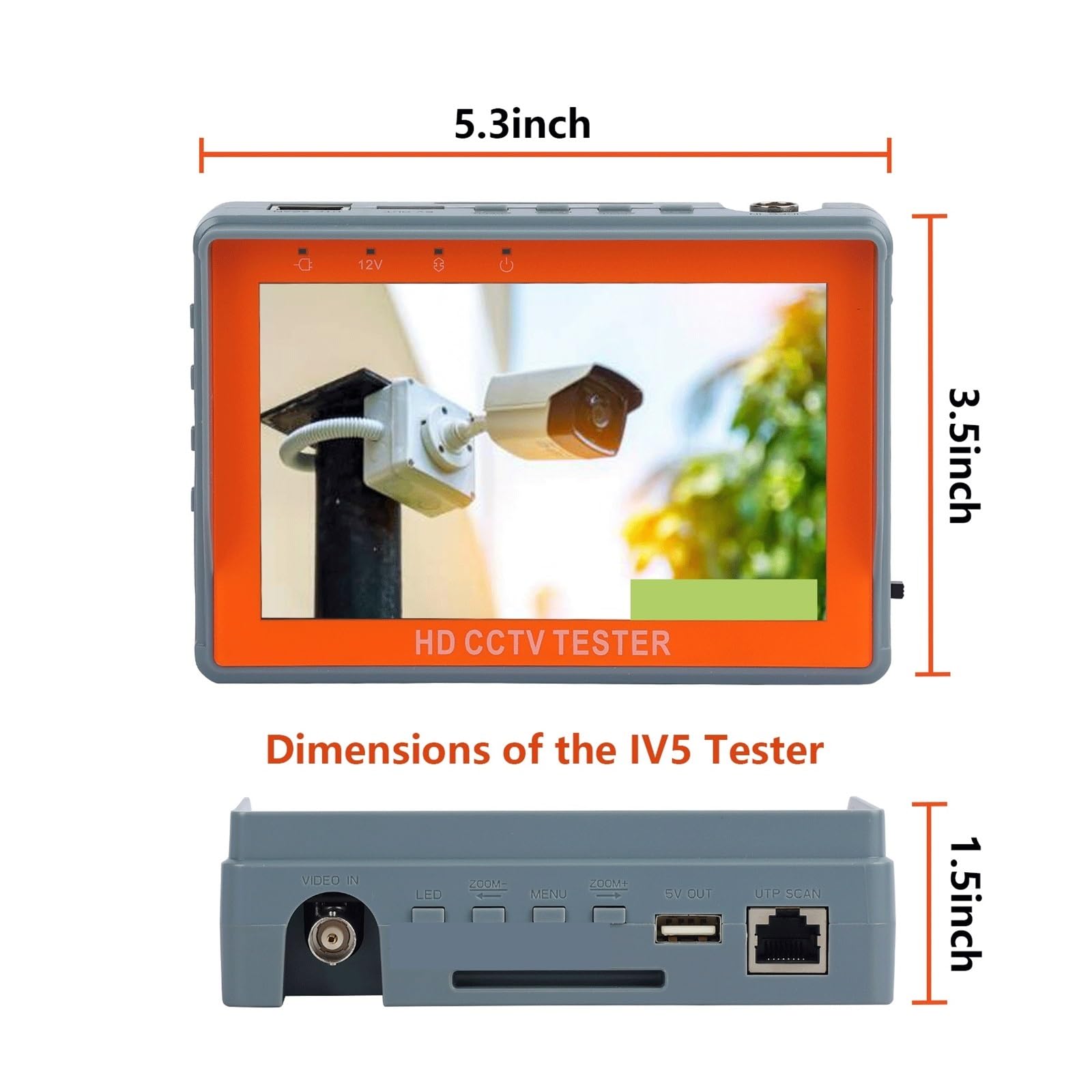 CCTV Tester IV5 8MP 12V1A AHD TVI CVI 5 ''Monitor Di Sicurezza PTZ Supporto PAL/NTSC Segnale Video CVBS Test Tester CCTV Portatile