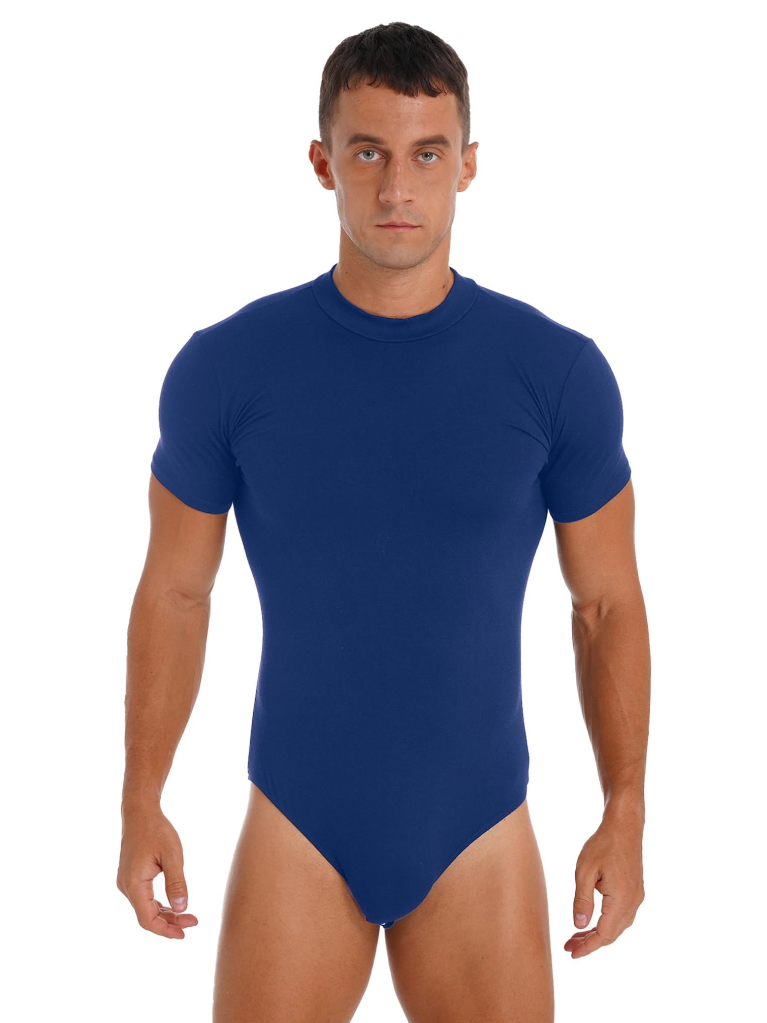Mono Corto Hombres Ajustado Body Manga Corta Ropa Interior Depottivo Fitness Bodysuit Leotardo de Algodón Maillot Gimnasia Ritmica Camisetas Verano