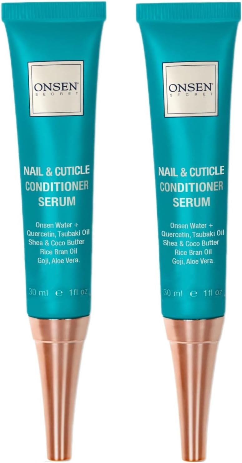 Onsen Nail & Cuticle Cream Treatment w/Japanese Tsubaki, Jojoba & Lavender Oil, Shea Butter – Strengthens Nails, Softens Cuticles - Daily Repair Care (2 Count/30 ml)