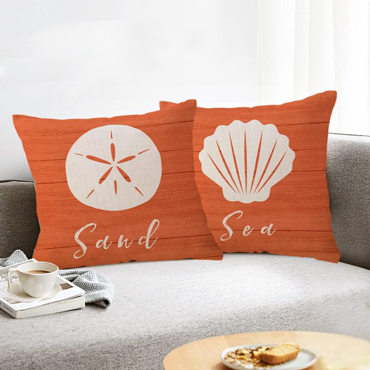 ULOVE LOVE YOURSELF Coastal Beach Throw Pillow Covers 18 x 18 Inch Set of 4 Seaturtle Starfish Shell Sand Dollar Summer Beach House Decor Ocean Theme Decorative Cushion Covers for Couch Sofa - Image 3