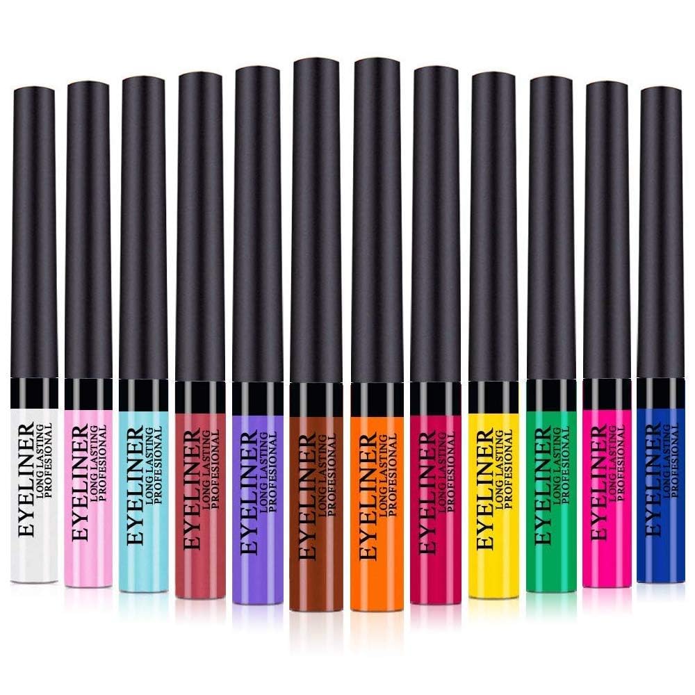My Colors Colorful Liquid Eyeliner Set, 12 colors Matte Neon Eyeliner Pencil Pigmented Waterproof Smudgeproof Long Lasting Gel Eye Liner Eye Makeup Gift Kit for Women Multicolor-picture-12