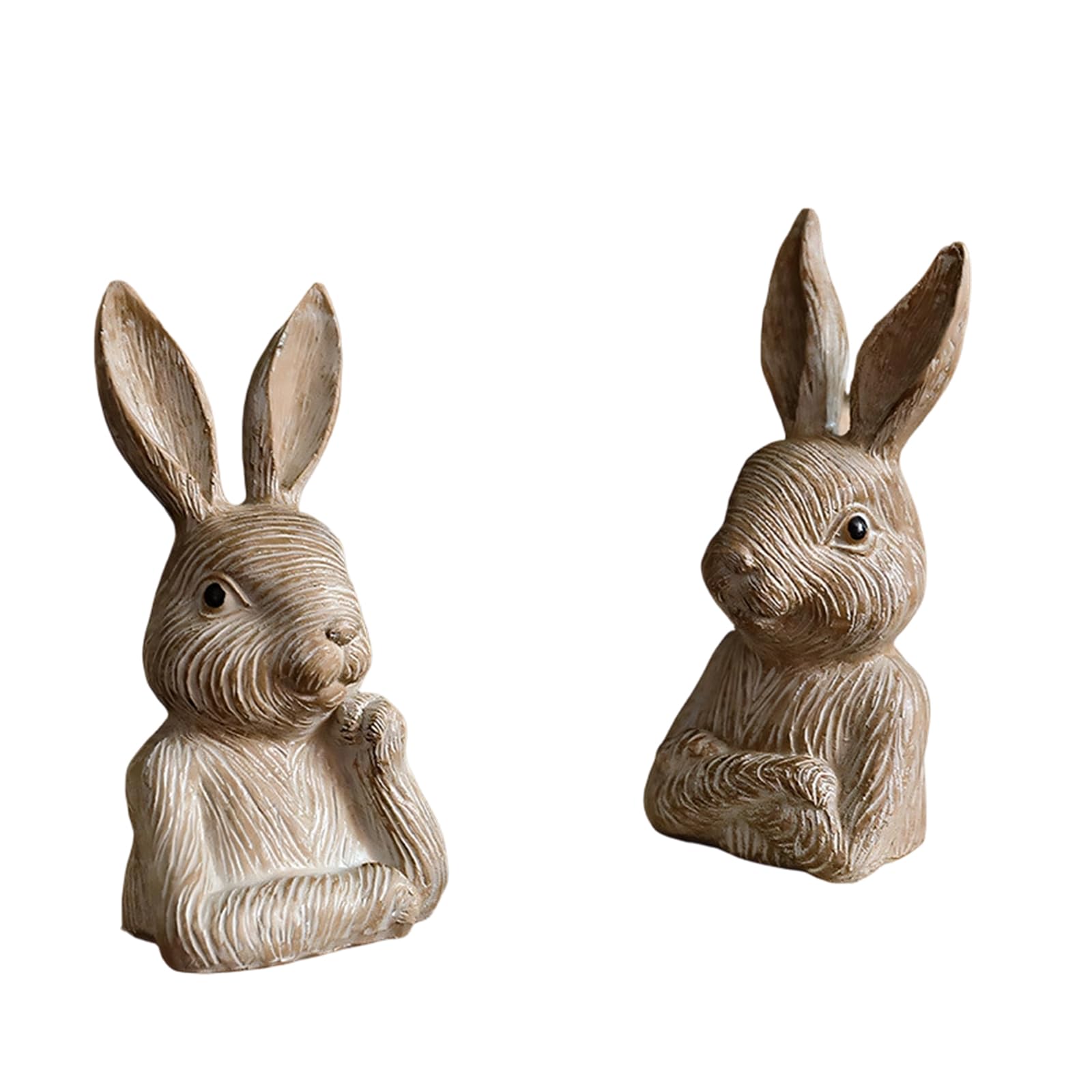 Hredyqw Of Weathered Resin Rabbits Sculptures Excellent for Tabletop and Seasonal House Decor Vintage Resin Rabbits Figurine