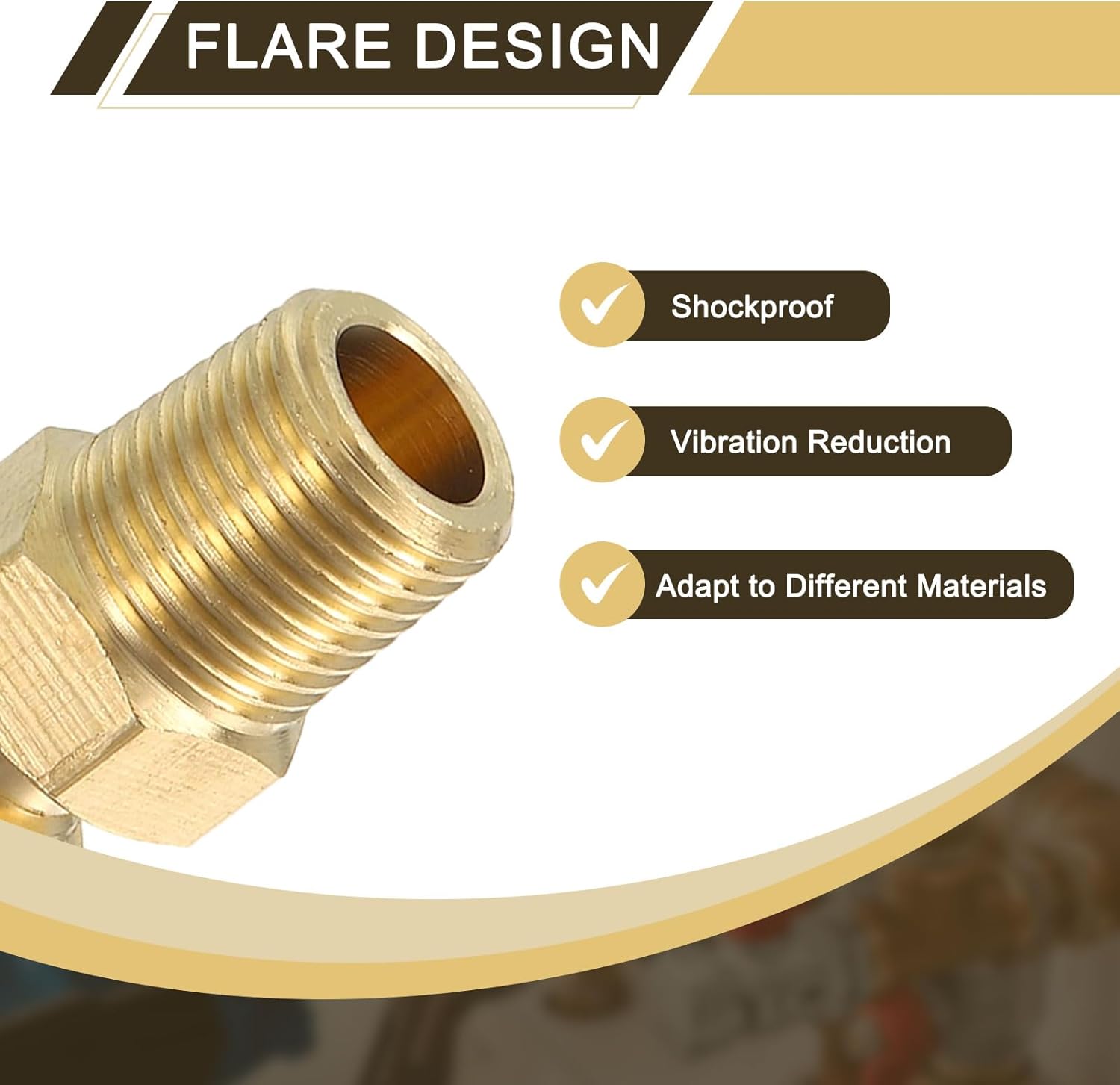 uxcell 2Pcs Brass Pipe Fitting, 1/8" OD x 1/8" NPT Male Brass Compression Tube Fitting, Brass Compression Union Connector, Brass Straight Coupling Adapter Fitting Fit 1/8" Pipe