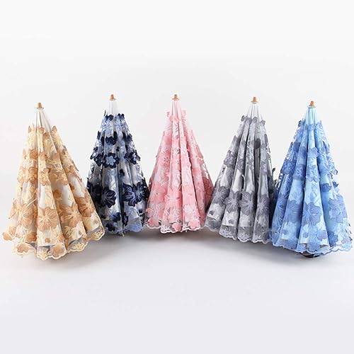 Miniatura 3 de Honeystore Sombrilla bordada con flor 3D plegable UV con encaje clásico