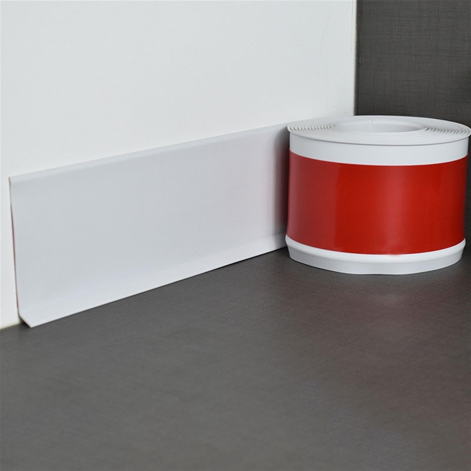 hothuimin20ft Self-Adhesive Wall Base Moulding Trim, Flexible Peel-Stick-Vinyl-Baseboard-Trim, Avoid Dust Strip and Caulk for Floor, Wall-Base for Home Decor, Easy Install (Color : White)