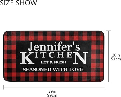Miniatura 3 de Alfombras de cocina personalizadas a cuadros negros y rojos, antideslizantes, acolchadas, antifatiga, para fregadero de pie, lavandería, oficina en