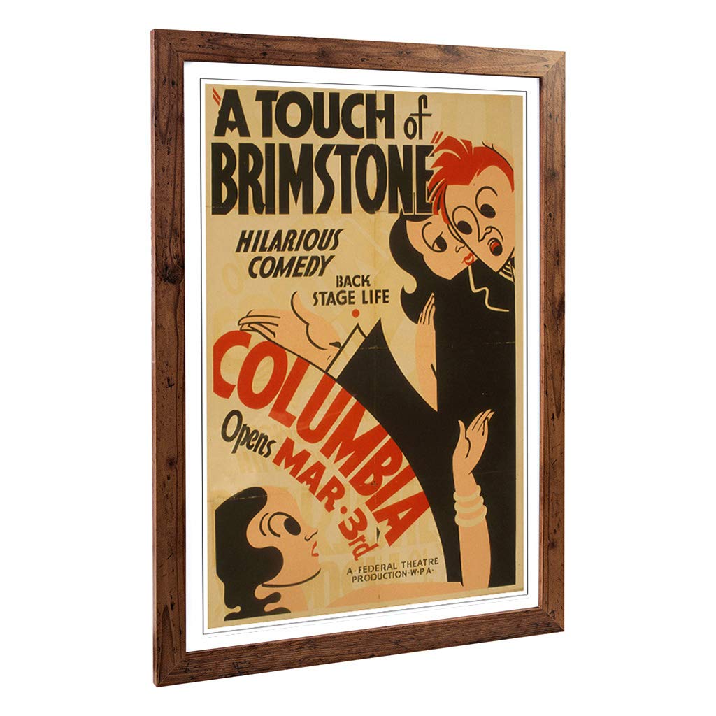 Big Box Art Framed Print of Vintage WPA Poster A Touch of Brimstone Design | Wall Art Picture | Home Decor for Kitchen, Living Room, Bedroom, Hallway, Walnut, A2 / 24.5x18 Inch / 62x45cm