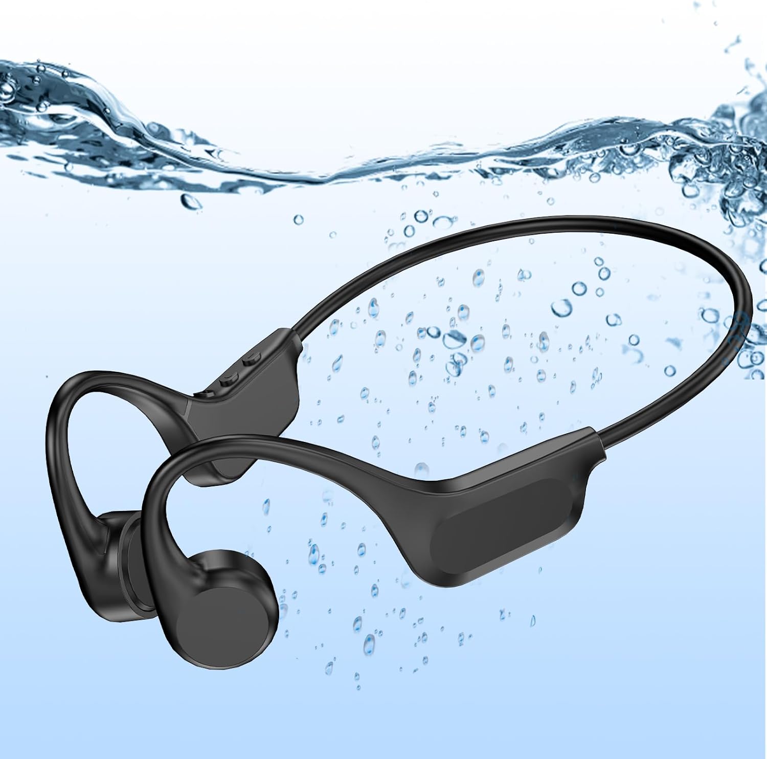 Bone Conduction Bluetooth Headphones-SwimBeats,IP68 Waterproof Swimming Headphones with 32GB MP3 Player, Lightweight Open Ear Design for Swimming/Surfing/Marathon/Cycling(Black) - Image 2