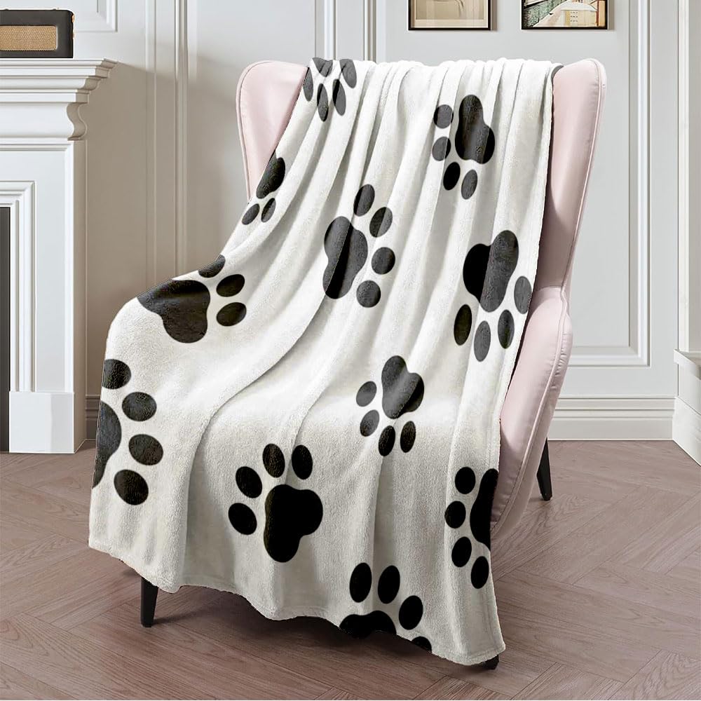 Fleece Blanket Decorative Throw Blanket for Bed Couch, Health Pattern Record Animal Grooming Paw Wildlife Silhouette Business Dog Pet Control Flat Foot Soft Warm Plush Fluffy Blanket 40x50 Inches