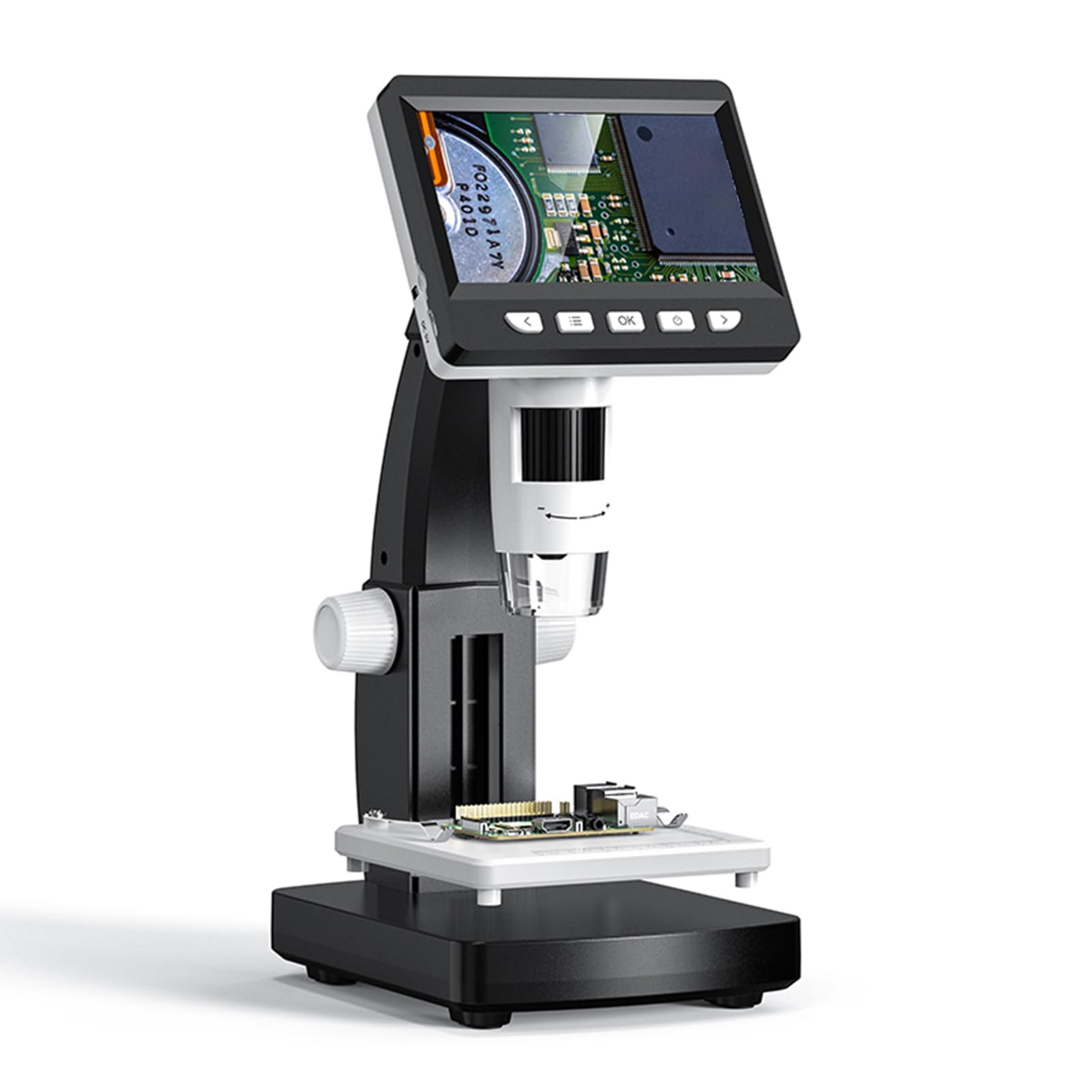 Garosa 4,3-Zoll-Digitalmikroskop, HD-IPS-Bildschirm mit 50-1000-facher Vergrößerung für die Leiterplatten- und Tierbeobachtung (306-B)