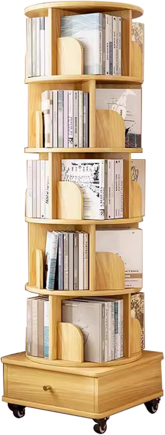 Amazon.com: YARUQN 4/5 Tier Round Rotating Bookshelf, 360° Spinning ...