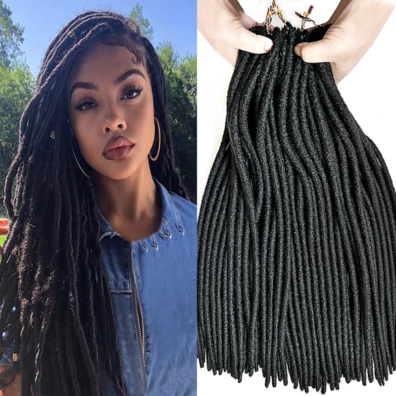 Supernova Hair 7 Pcs/pack Goddess Gypsy Locs Crochet Hair 24Inch Pre Looped Soft Faux Locs Dreadlock Crochet Braids Hair Extensions Synthetic Hair (24inch, Pack of 7 Pcs)