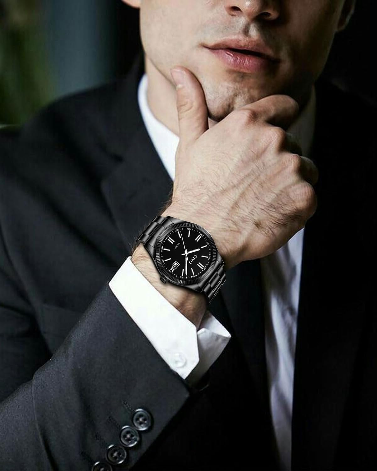 CIVO Analog Mens Watches Silver: Wrist Watches with Date Easy to Read - Dress Stainless Steel Watch for Men Gifts for Husband Father at Birthday Anniversary mens standard Full Black S1 image 4 of 8 B0F246JQFN
