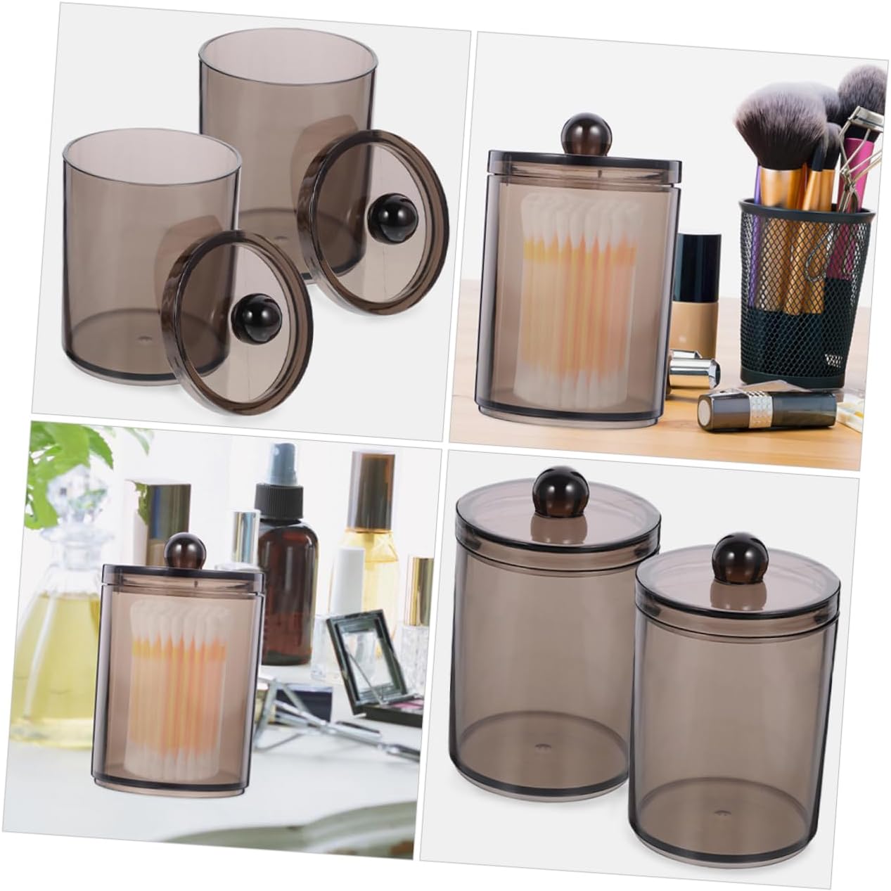 PRETYZOOM 3sets Bathroom Cotton Swab Holder Storage Jars Cotton Pad Dispenser Organizer Countertop Storage 3pcs*3