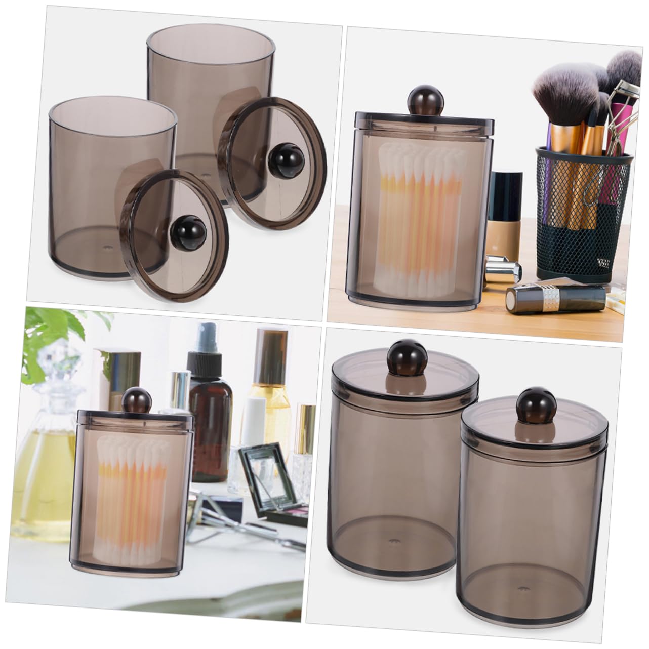 9stücke Teiliges Baumwollstäbchen-behälter Mit Deckel Organizer Für Wattebällchen Und Wattepads Für Badezimmer Und Schlafzimmer Transparent Elegantes Design Zur Praktischen
