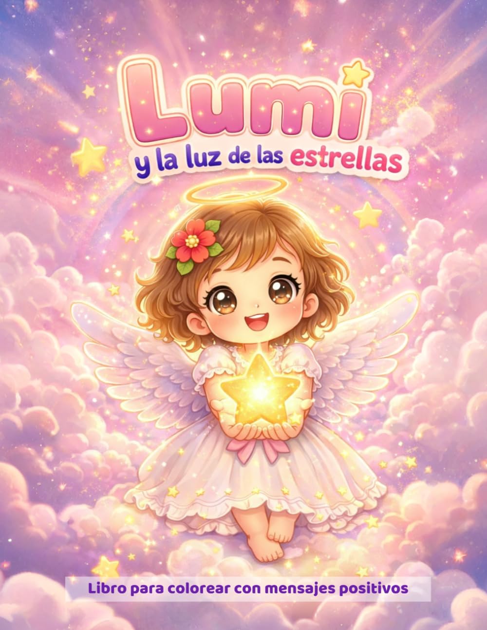 Lumi y la luz de las estrellas: Libro para colorear infantil con mensajes positivos y dibujos adorables