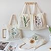 Jiamusi Floral Canvas Tote Bag Botanical Shopping Bag Aesthetic Flower Tote Bag Canvas Grocery Bag for Women Girl Trendy School Tote #3