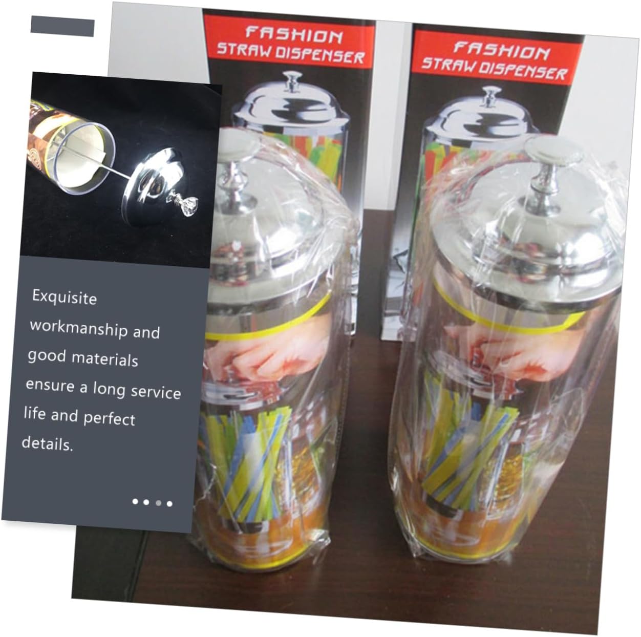 Straw Dispensers Modern Chopstick Holder Straw Organizer Container for Counter Lid Kitchen Tableware Bucket