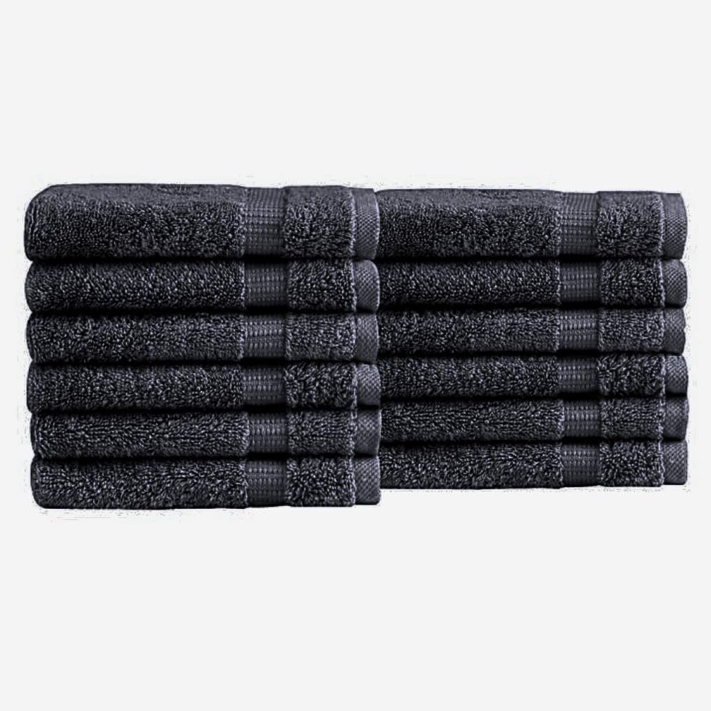 Paquete de 6, 12, 24, 36, 48, 72, 96 toallas faciales, 100% algodón egipcio, franela suave, para el gimnasio, desmaquillante, toalla para los dedos (72, negro)