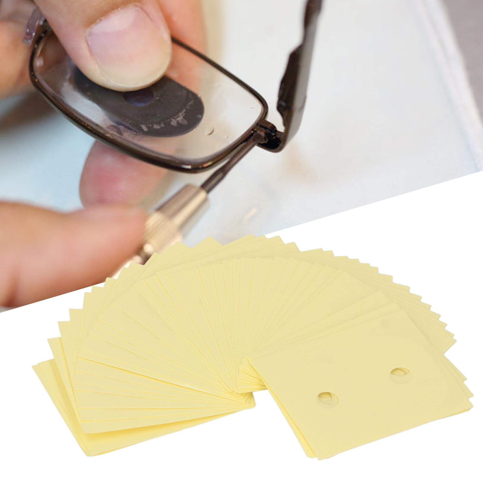 Natudeco 500Pcs Lens Edging Blocking Sticker Eyeglasses Polishing Sided Adhesive Tape Glasses Edging Tape for Optical Workshops Eyewear Maintenance
