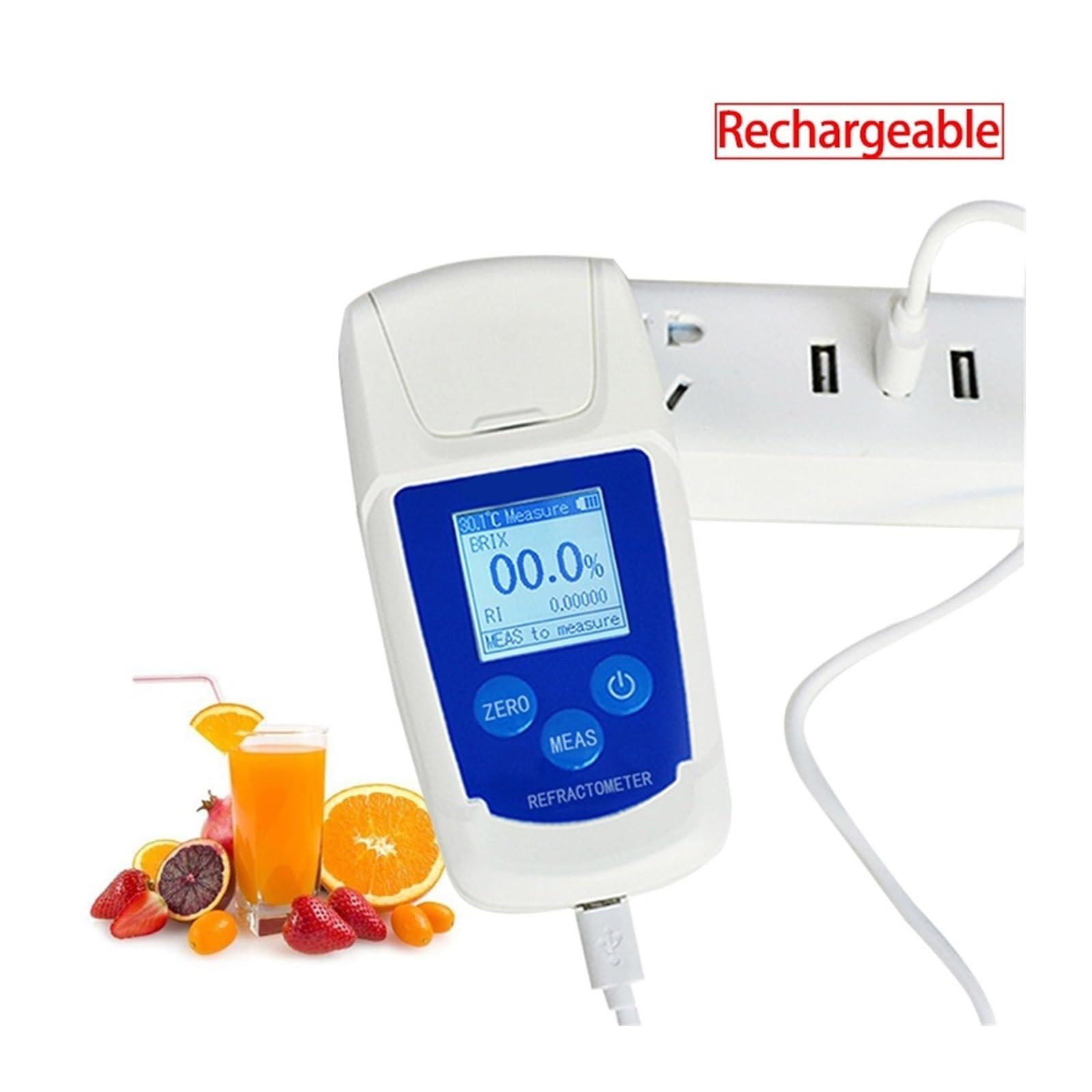 OPFVUJIKX Refractómetro Digital Recargable 0-55%, medidor Brix, sacarímetro, densímetro for Bebidas, zumos de Frutas, medidor de azúcar