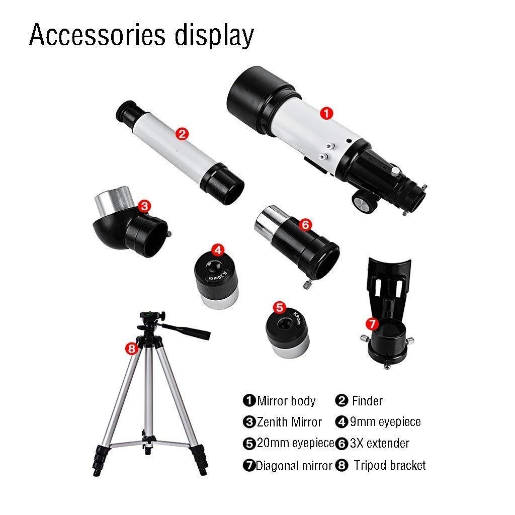 Télescopes Ultra HD pour débutants en Astronomie, télescope astronomique réfracteur à Monture de Calibre 50-100 mm pour, télescope de Voyage avec trépied, Sac de Transport et oculaire HD, doubleme