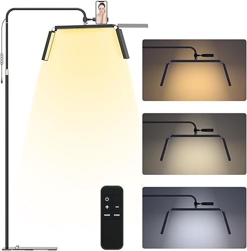 Yofuly Luz plegable de media luna, lámpara de pestañas para extensiones de pestañas, lámpara de pie de pestañas, luz de esteticistas con soporte