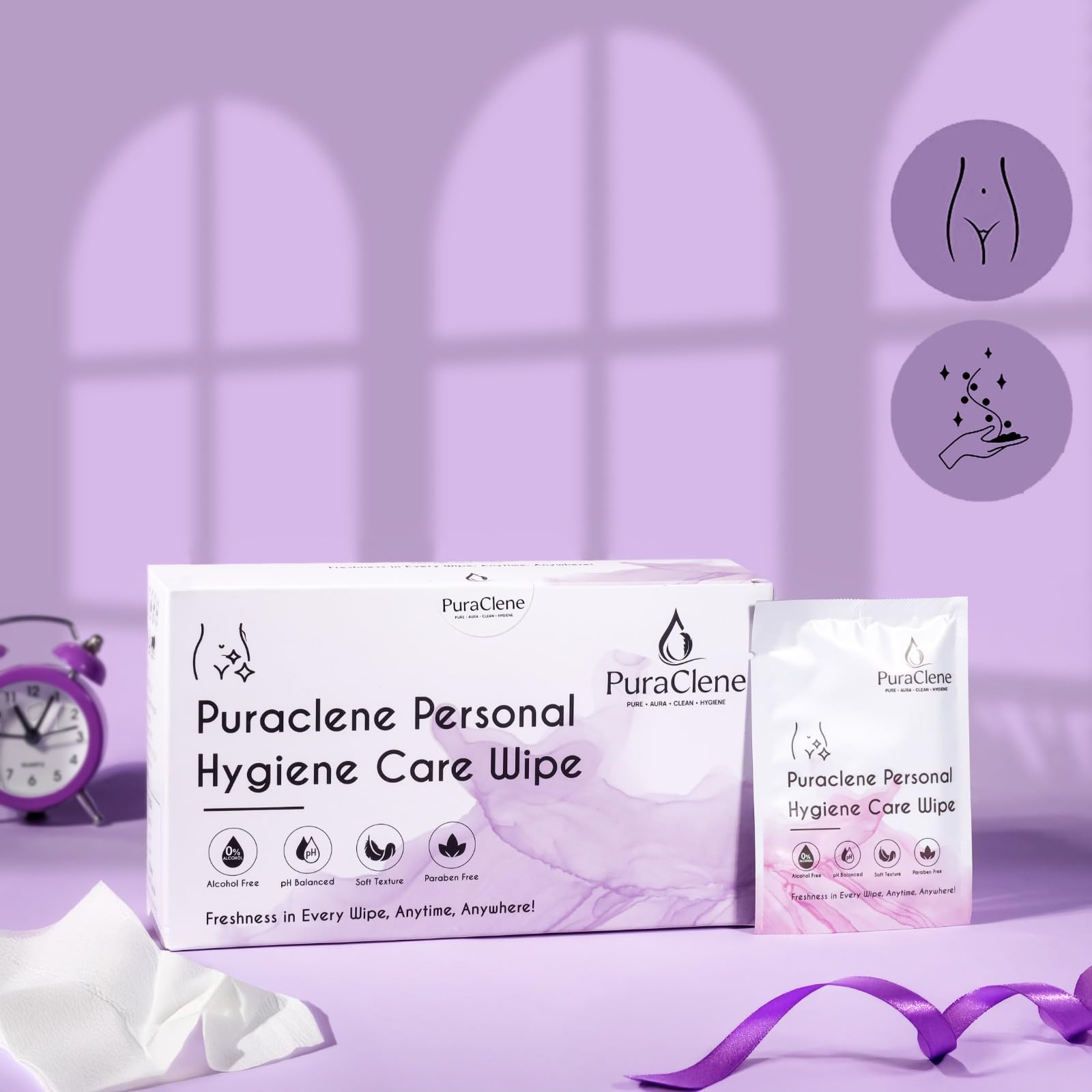 Puraclene Personal Hygiene Care Wipe, Organics Femina Intimate Wipes, Personal care for female 4