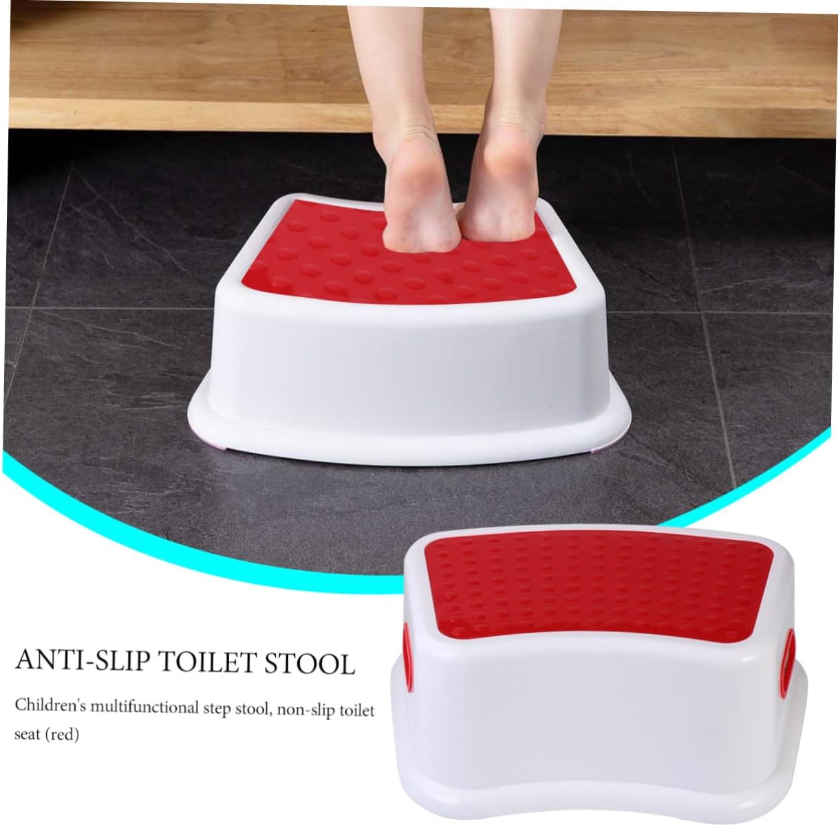 Multifunctional Lightweight Footstool Red Plastic Small Nonslip Stool for Portable PP Material Step Stool for Bathroom and Toilet Training