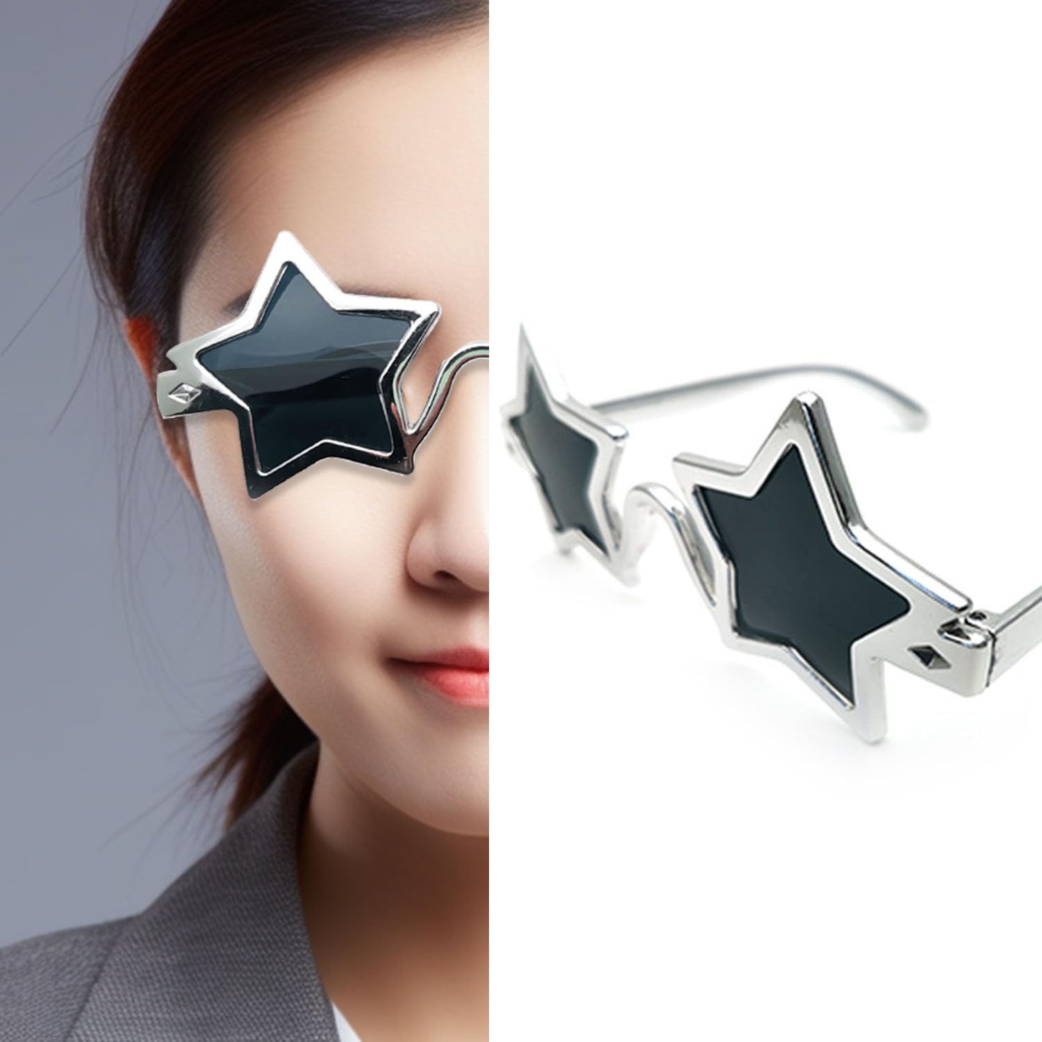 2 gogle w gwiazdki, 2 torby na okulary, okulary przeciwsłoneczne z pentagramem, modne okulary, akcesoria fotograficzne odpowiednie na Halloween, Boże Narodzenie, imprezy tematyczne