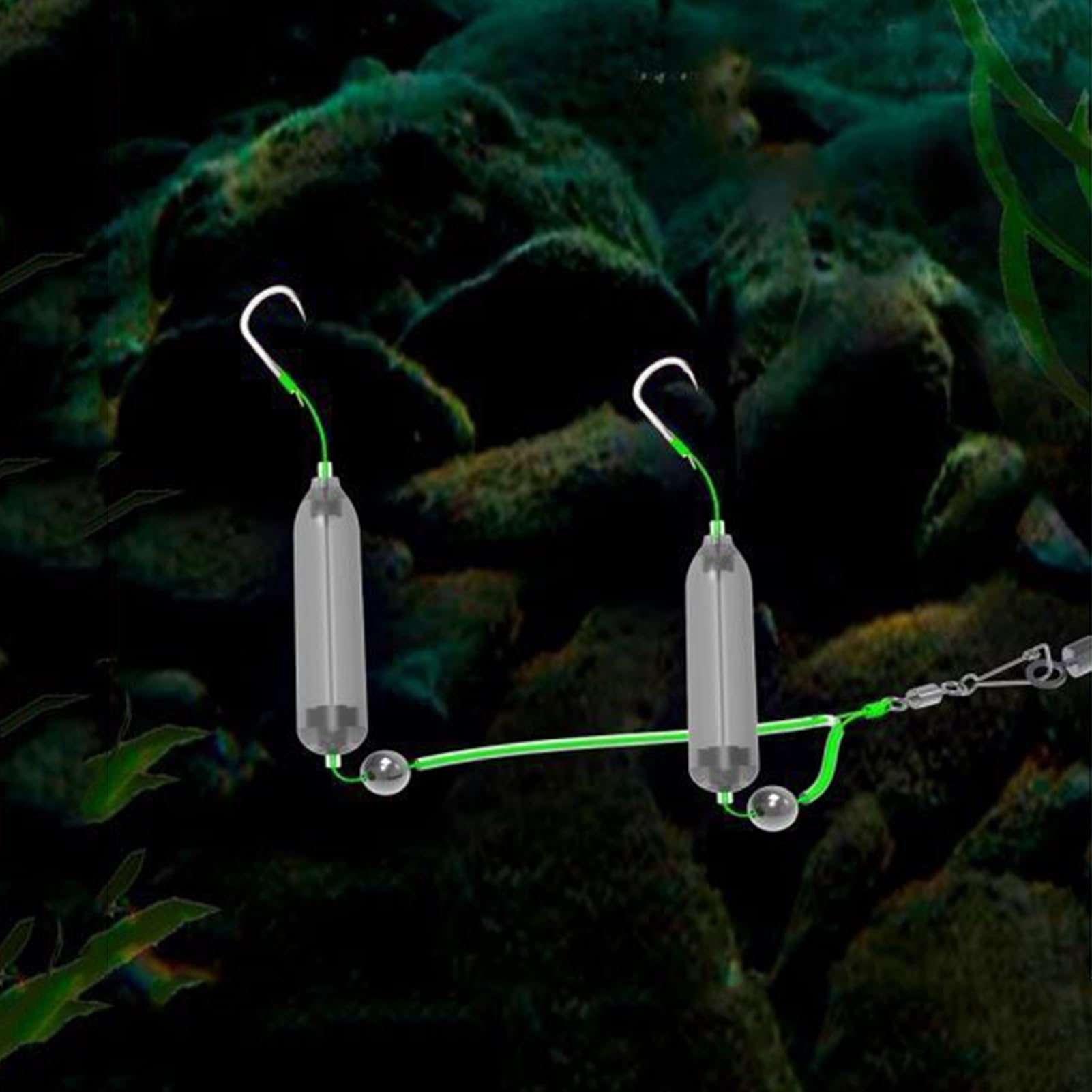 Montajes de fondo para pesca en el mar,Montajes para perca en el mar y el río | Flotadores cebo doble anzuelo invertido anti-enganche para río Muelle Pesca Costera Perca