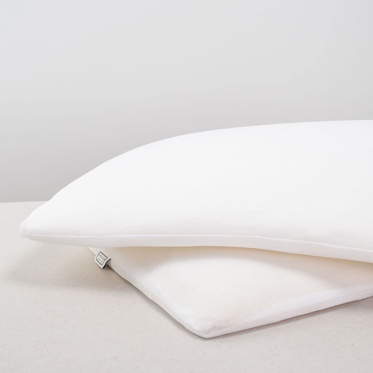 Spread Spain® Memory Foam Ultra Slim Flat Pillow 42x64 cm White and Dual-Sided Memory Foam Pillow, Anti-Bacterial and Hypoallergenic, Excellent for Stomach Sleeping