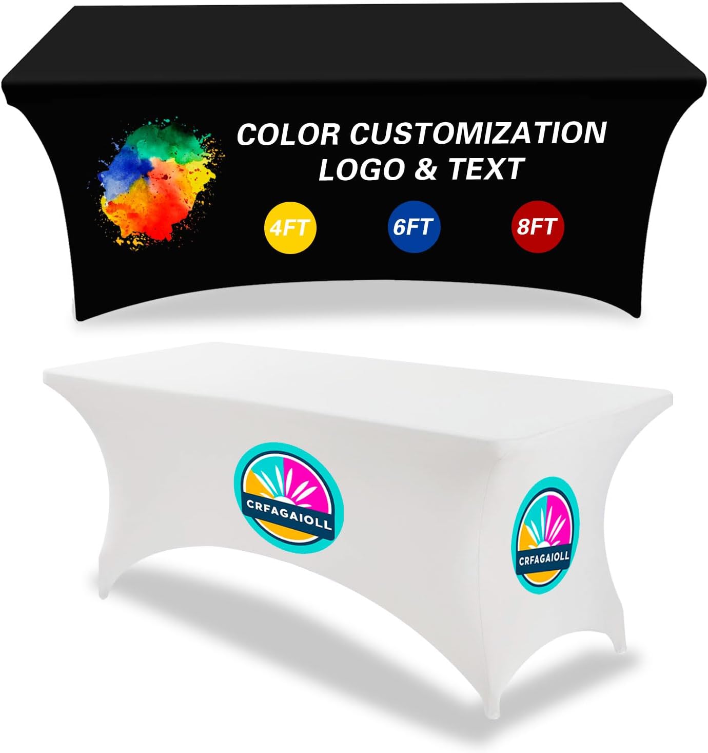 Rectangular Table Folding Table 4ft 6ft 8ft Universal Custom Tablecloth, Elastic Tablecloth, with Logo Text Picture, Customizable