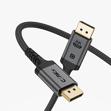 كابل DisplayPort المتميز 8K UHD v1.4 من Claw بسرعة 32.4 جيجابت في الثانية/هيكل من الذهب/الألومنيوم 24K 8K 60 هرتز - 4K 120 هرتز - 2K 240 هرتز - FHD 240 هرتز مدعوم بتقنية G-Sync وFreeSync بطول 2 متر (C-DPP-B1)