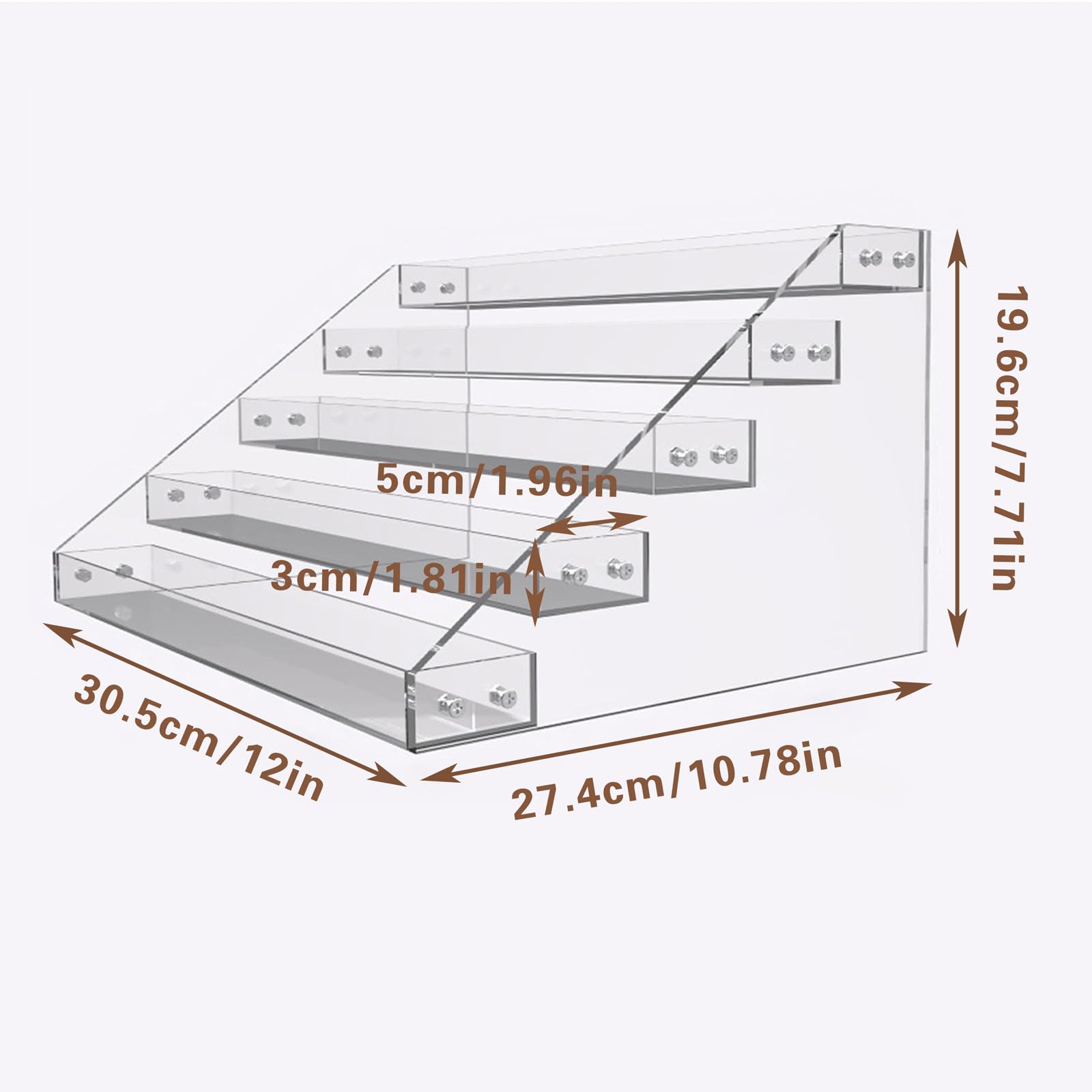 5 Niveaux Organisateur de rangement pour CD Étagère de rangement pour DVD en acrylique transparent peut contenir 40 boîtiers CD 31x27,4x19,6 cm