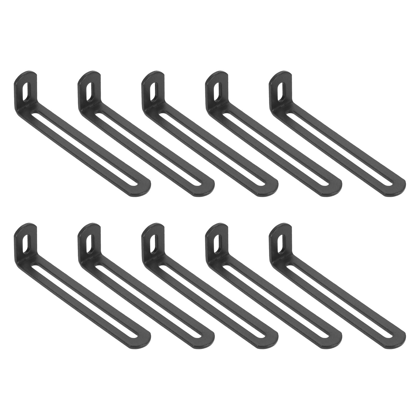 sourcing map 10 Pcs Adjustable Right Angle Brackets, Slotted L-Shape Corner Bracket 120mm, 90 Degree Steel l Bracket Support for Shelves, Wood Furniture Construction, Deep Grey