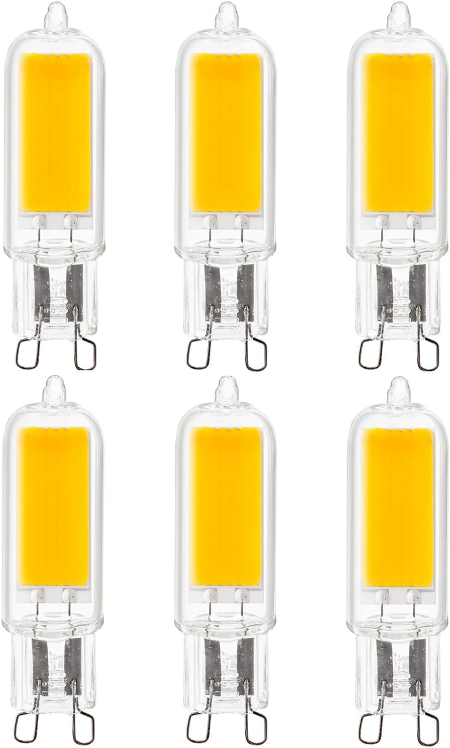 Sunlite 41579-SU LED G9 Light Bulb 4 Watts (60W Equivalent), 500 Lumens, Bi Pin Base, Non-Dimmable, UL Listed, 3000K- Warm White, 6 Pack