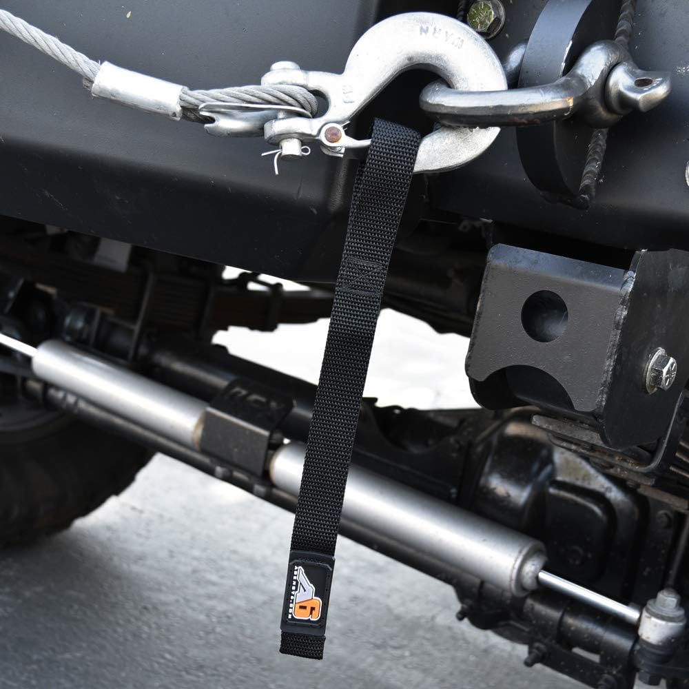 Agency 6™ Winch Hook Pull Strap - Black - 1 INCH Wide - Heavy Duty - Made in The U.S.A