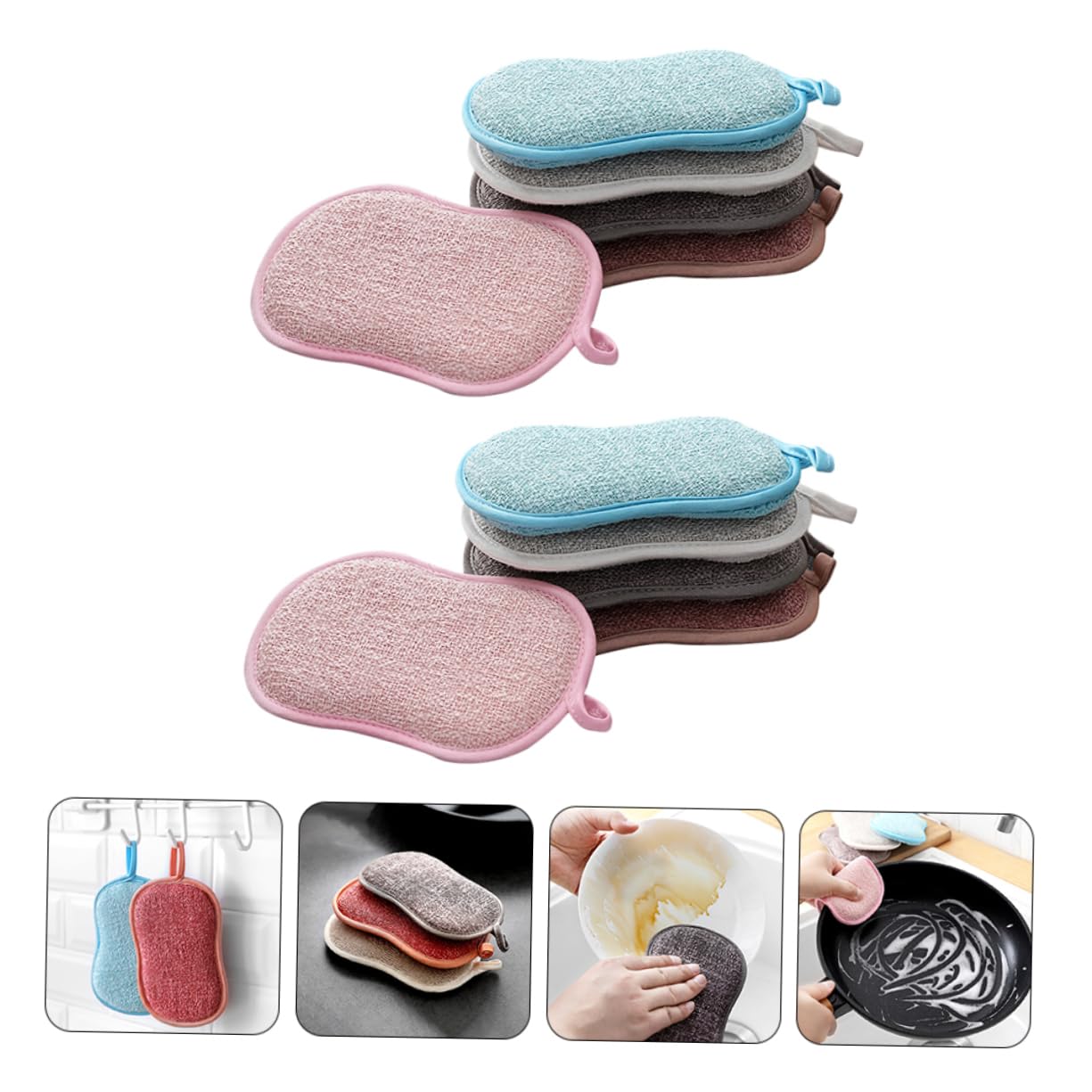 GOOHOCHY Cleaning Sponge Dish Sponge Pads 10pcs Dish Scrubbers Scrubber Kitchen Cleaning Tools Random Color