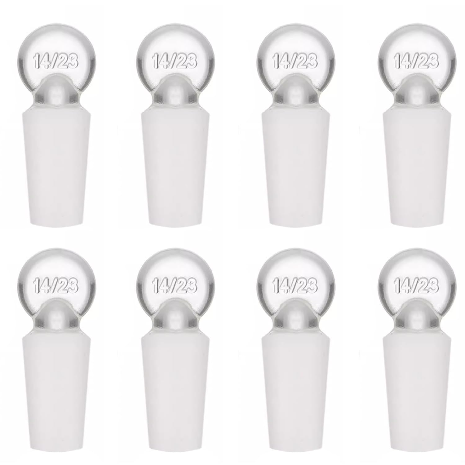 8pcs Borosilicate Glass Solid Cone Penny Head Stopper with Standard Size Joint for Sealing Lab Glassware (24/29)