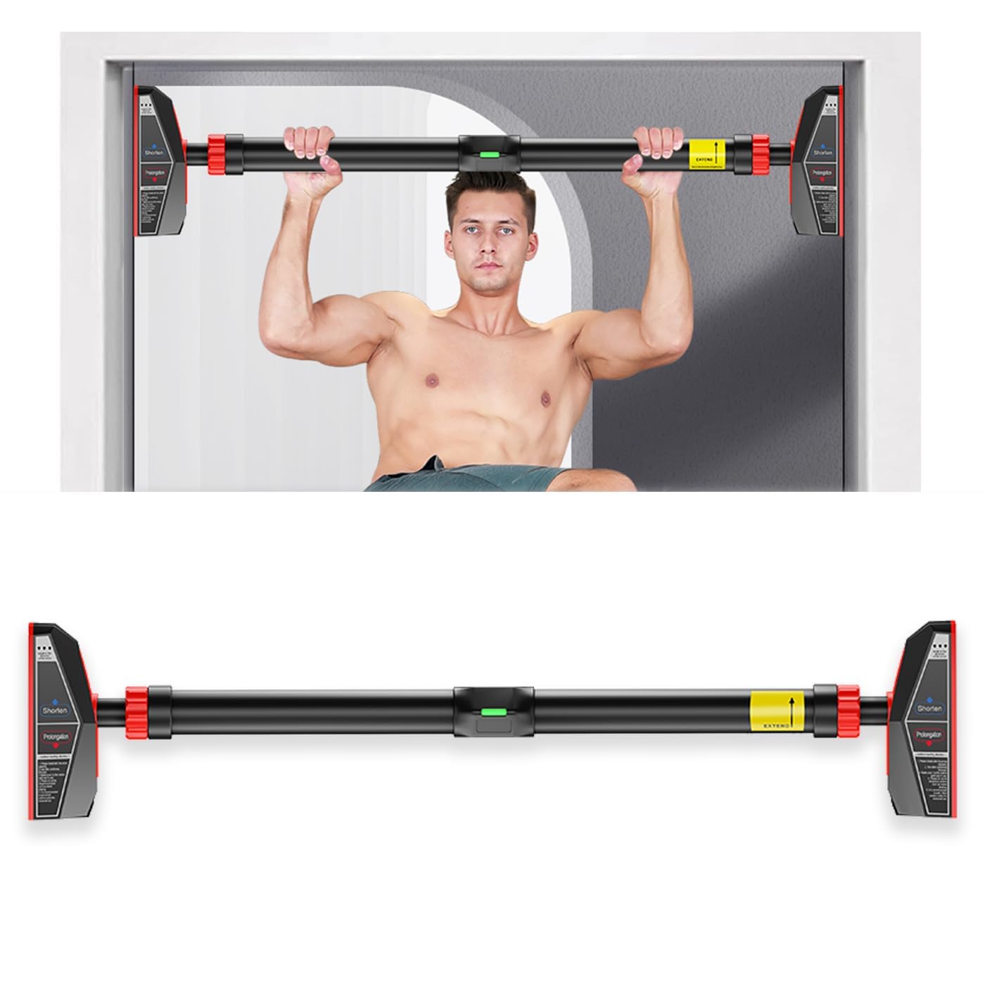 Kobo Pull-Master Pull Up Bar for Home – No Screws Chin Up Bar with Locking Mechanism, Adjustable 70–110 CM, Max Load 200KG – Doorway Fitness Workout Bar-image-8