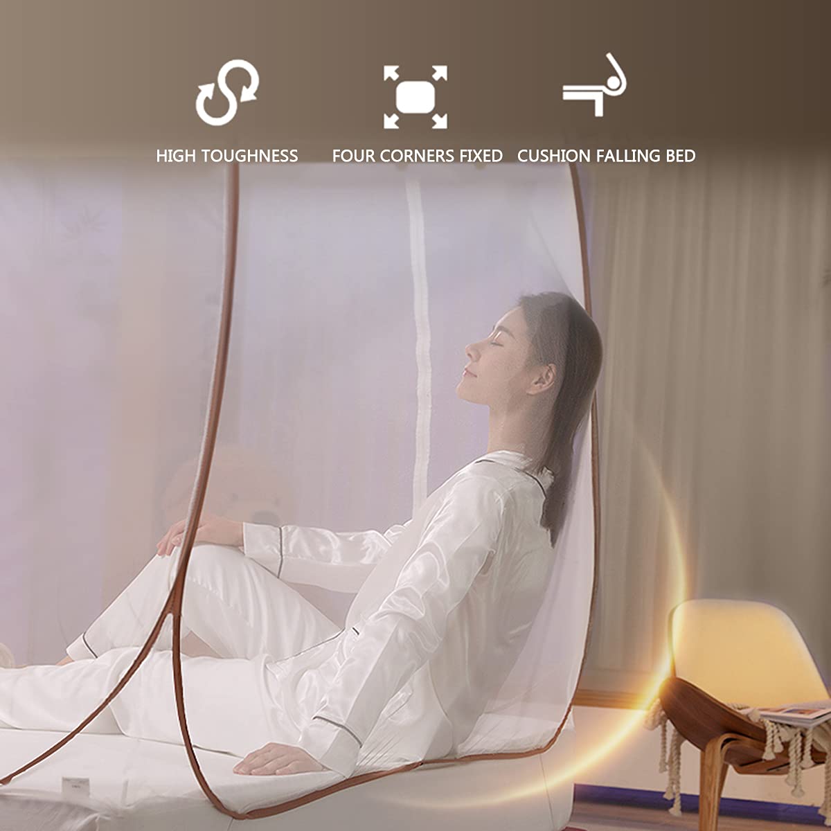 Tente de lit pop-up anti-moustiques pour bébé adulte, design pliable portable avec filet de fond pour camping, voyage, installation instantanée et protection