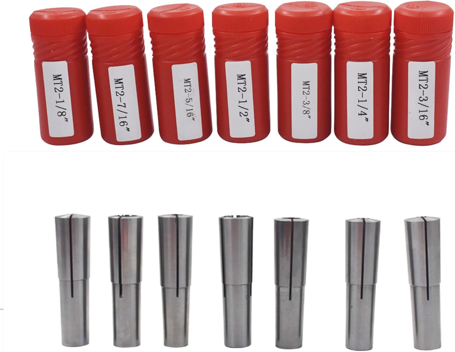 Morse Taper Collet Kit MT3 Taper Collet 1/8-3/4 Inch Tail Wire 3/8 Inch-16 for Turning 12 Pieces