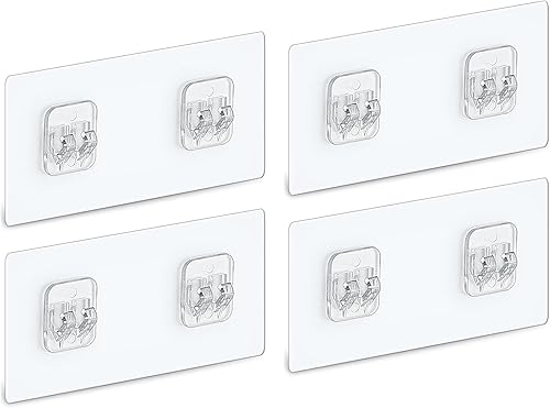Miniatura 6 de Paquete de 4 soportes adhesivos de repuesto para regadera, adhesivo para estante de ducha sin perforaciones, ganchos adhesivos de ducha fuerte