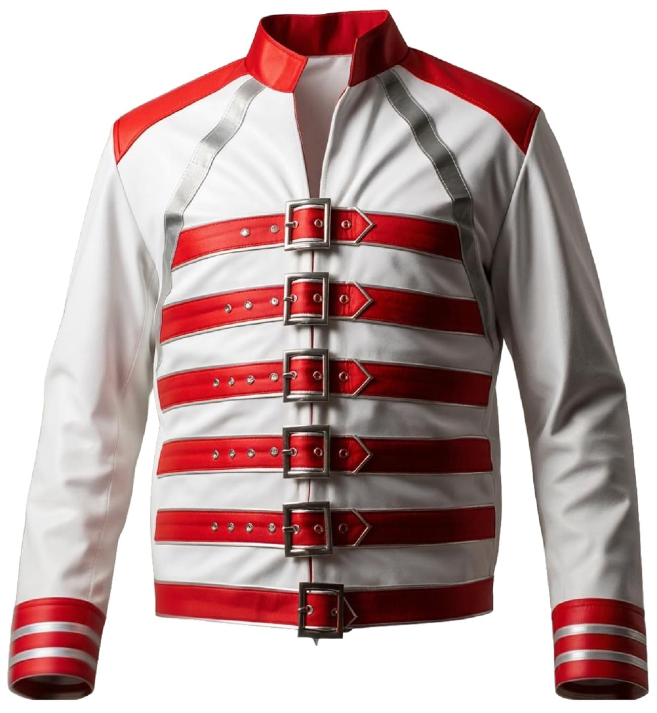 Chaqueta de motociclista de cuero inspirada en cantantes de rock famosa para hombre, disfraz de cosplay estilo concierto de rock de los años 80