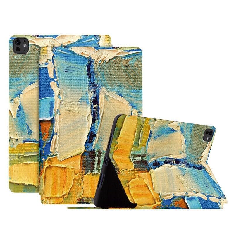 Étui iPad Air 13 M2 2024 en cuir à motif peinture à l'huile avec support