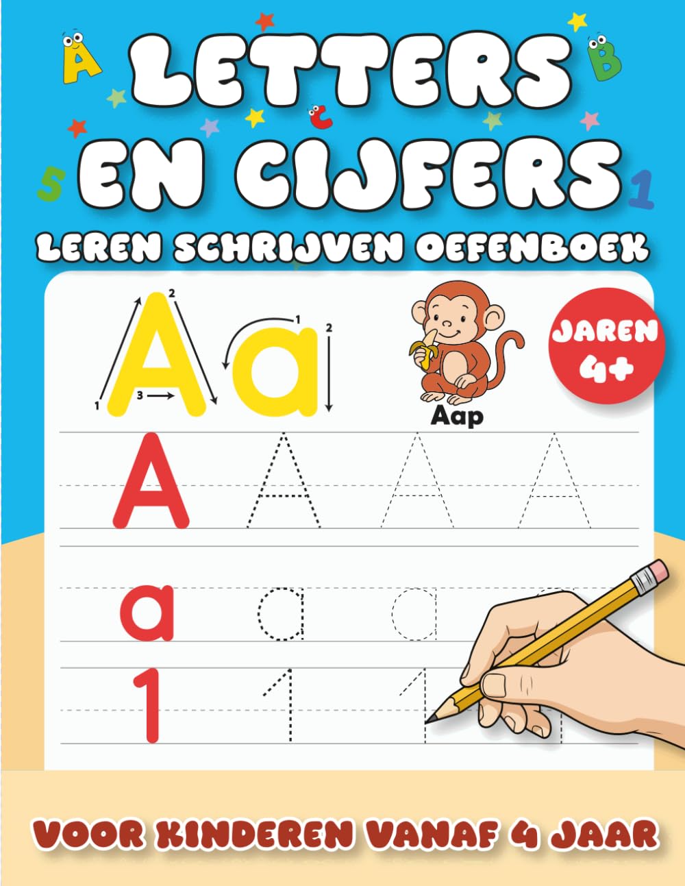 Letters En Cijfers Leren Schrijven Oefenboek: Werkboek voor beginners – De eerste stappen naar schrijven met het alfabet, letters, cijfers en lijnen