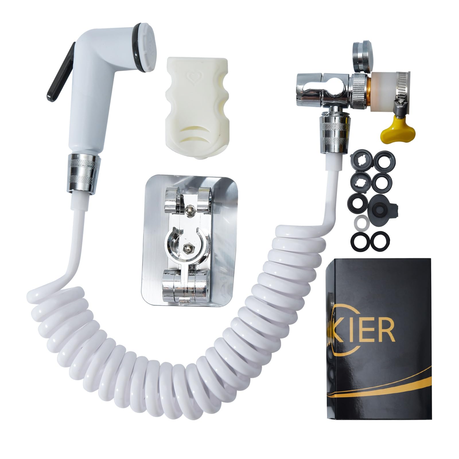 LUCKIER Portable Shattaf Bidet Sprayer Toilet Sprayer, High Pressure Shatafa Kit with 3m Hose and Universal Adapter for Taps Diameter 13-24mm. Suitable for home/hotel/bathroom