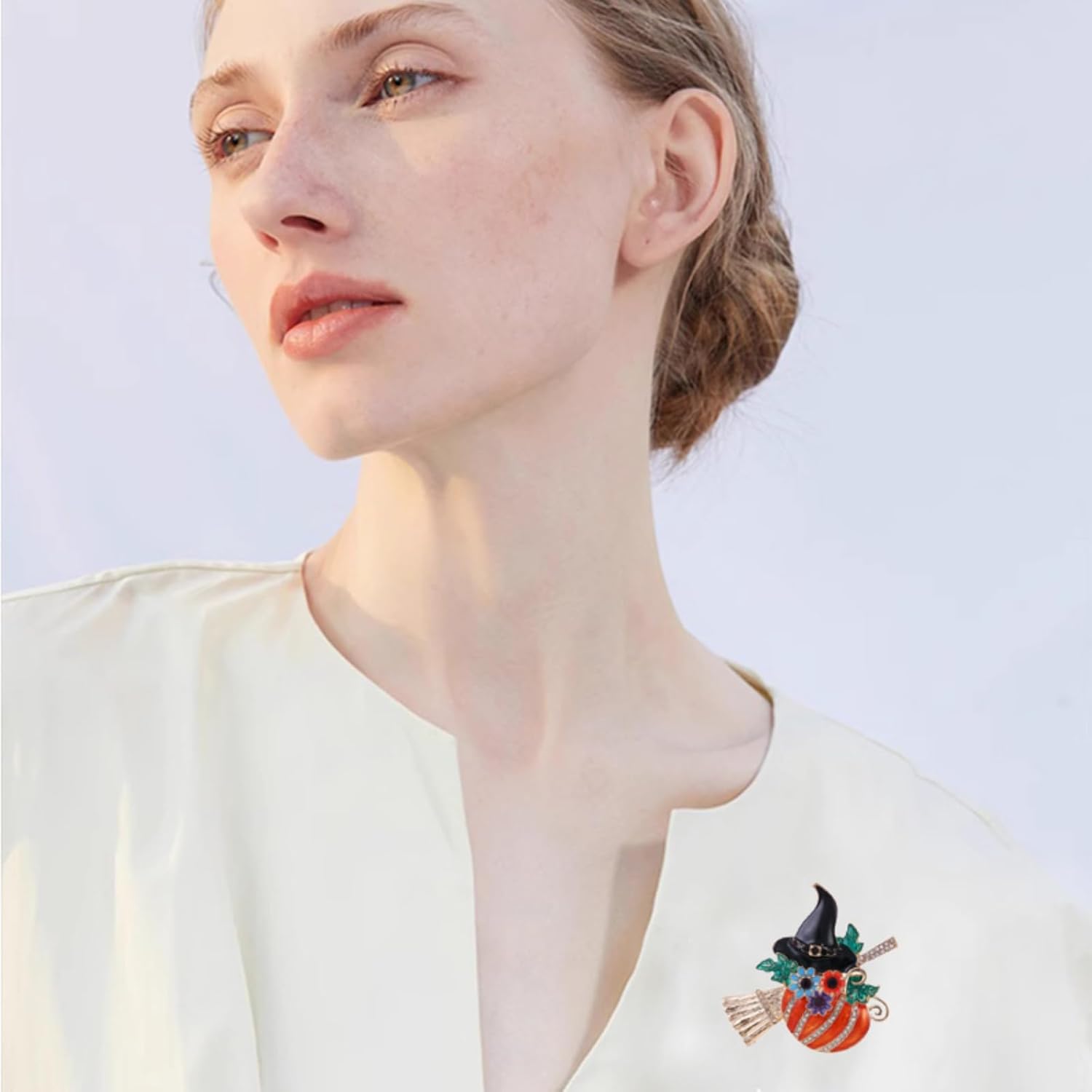 Pumpkin Brooch Pin for Women Halloween Fashion Enamel Crystal Leaf Pumpkin Brooches Dress Accessories Halloween Party Jewelry - Image 5